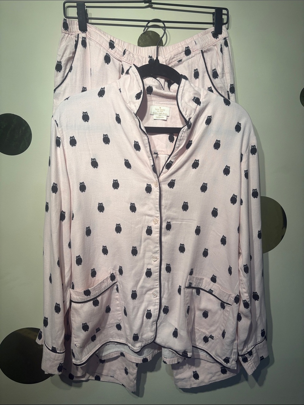 Kate Spade owl button-Up Pajama Set